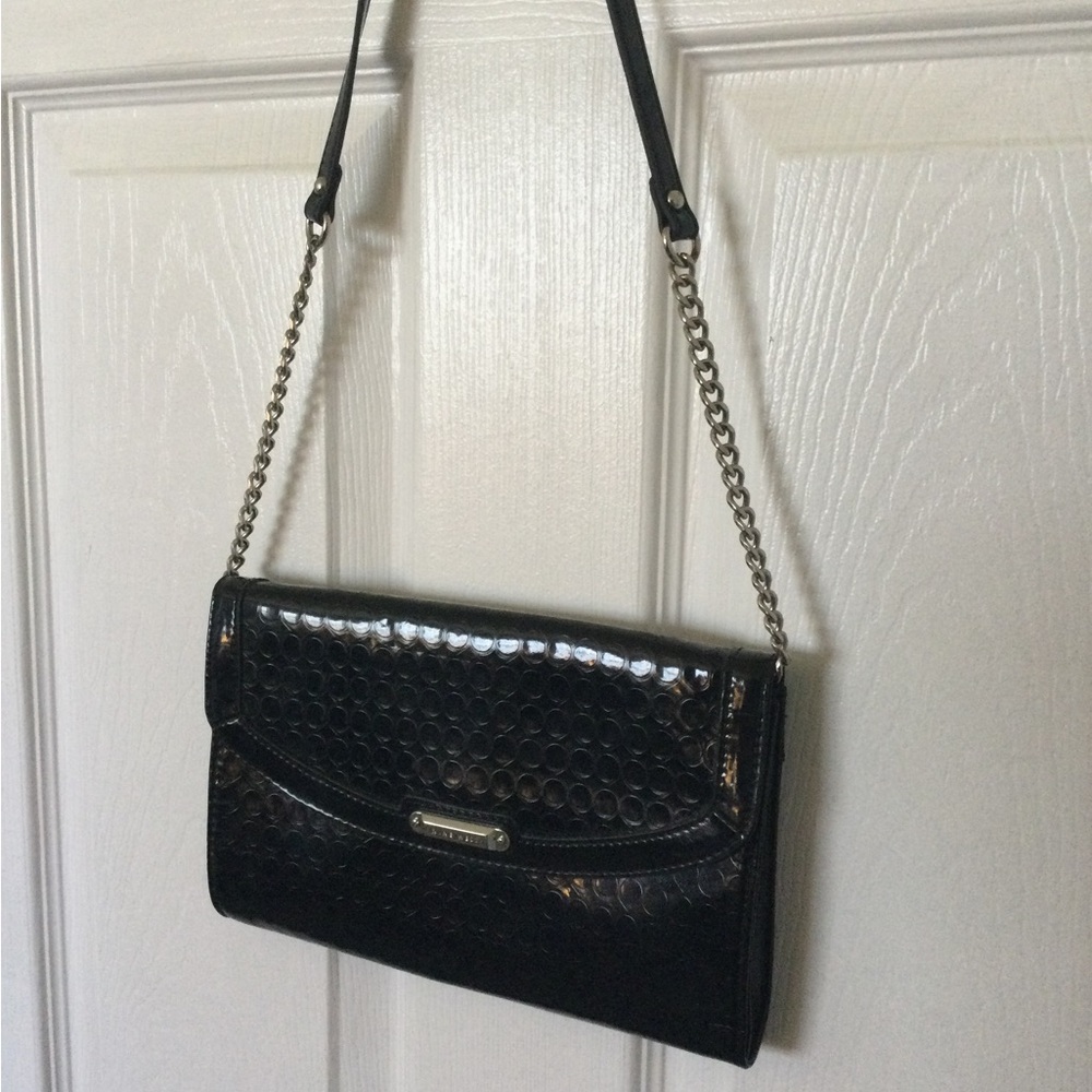 Nine West Black Faux Crocodile Skin Bag